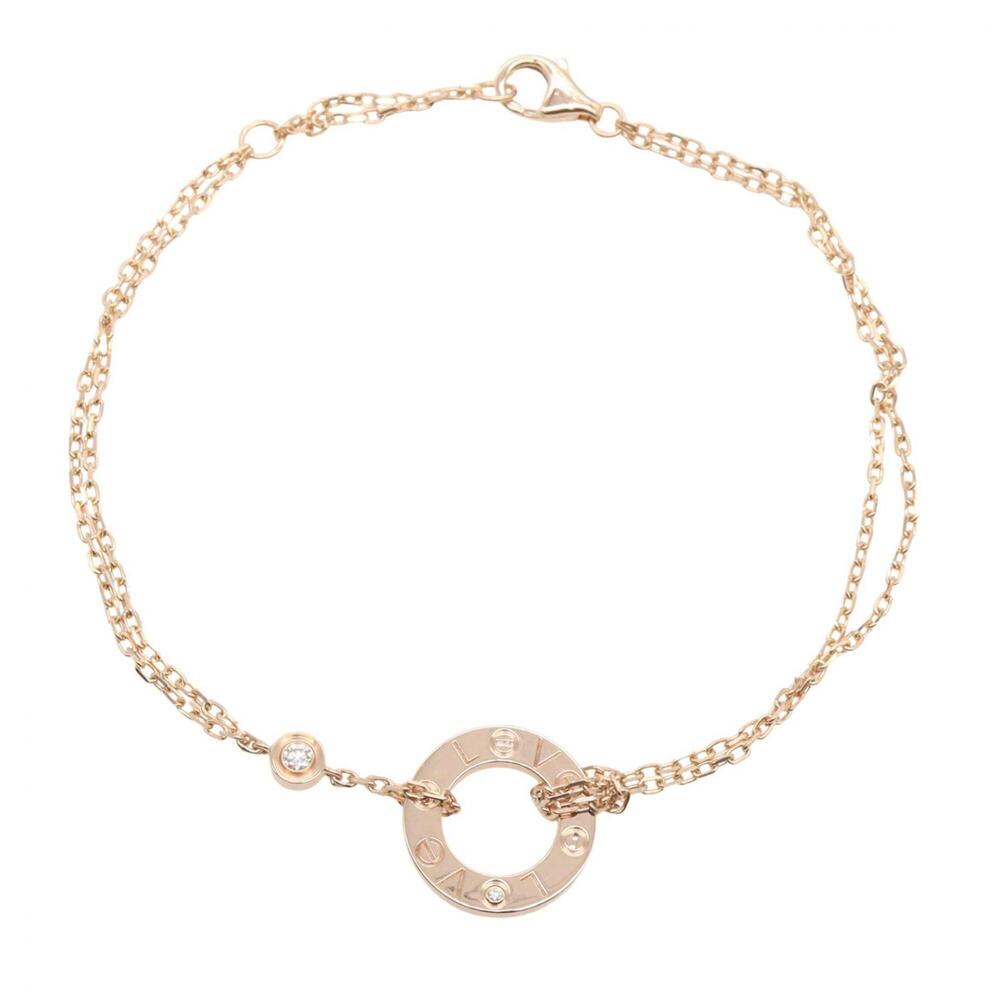 Cartier Love Circle 2PD Bracelet, 18K Pink Gold (PG) with Diamonds, Women's, ...